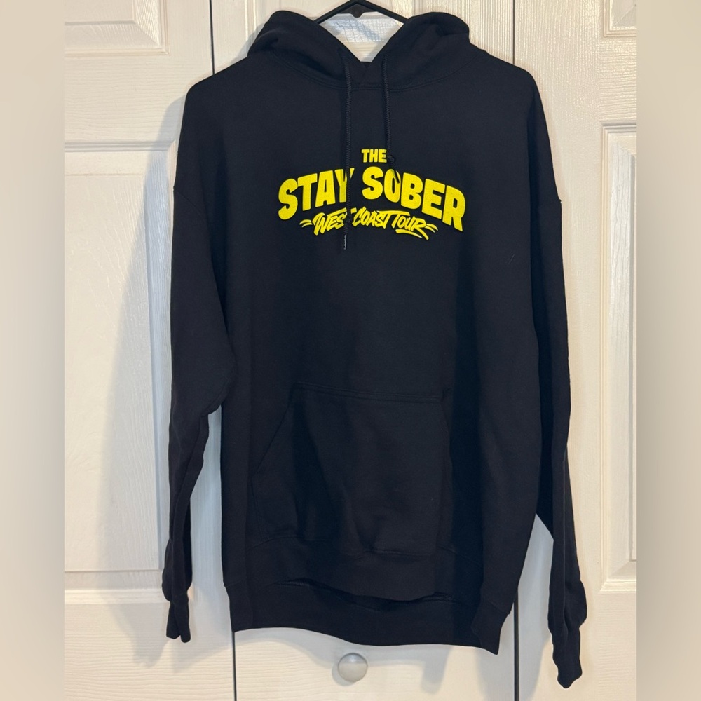 Black D’Aydrian Harding Stay Sober tour Hoodie with bonus collector card